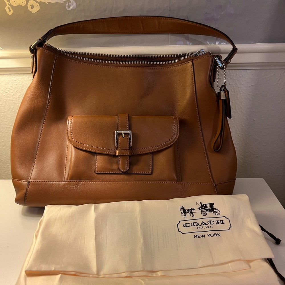 Coach - Charlie Leather Hobo Shoulder Handbag Front Flap Buckle Purse